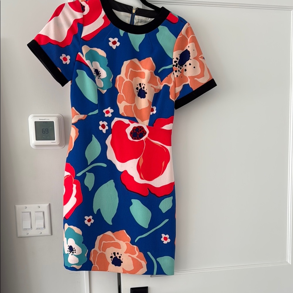 Kate Spade Blue Sheath Dress with Short Sleeves for Wedding Guest